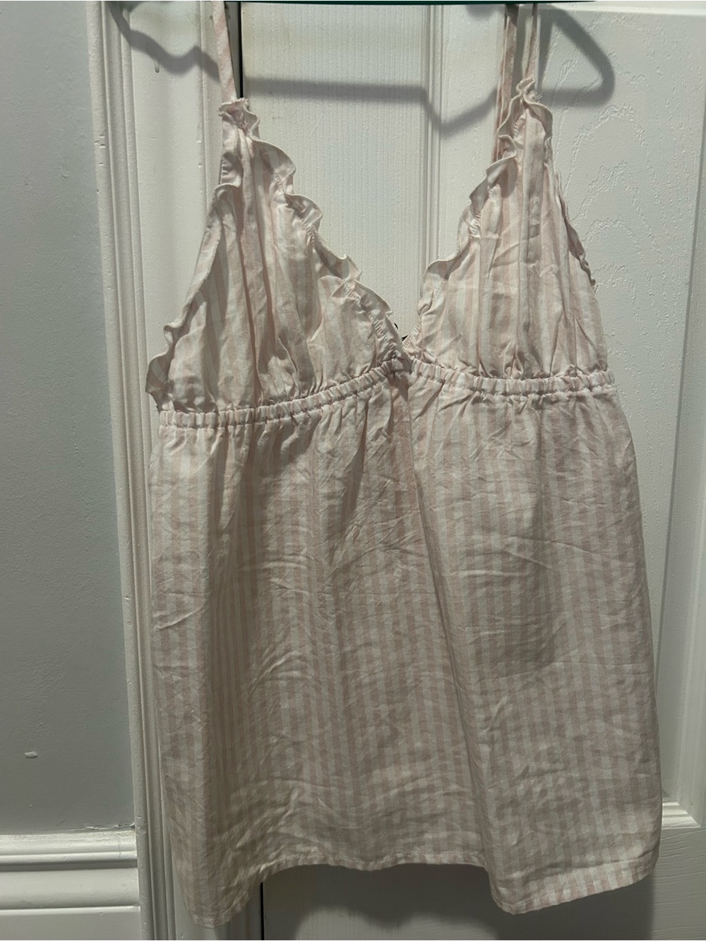 Brandy Melville Pale Pink Striped Ruffle Sleep Cami
